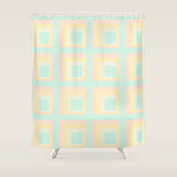 70s mod pale pastels Shower Curtain Gallery Image 1