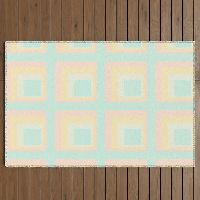 70s mod pale pastels Outdoor Rug Gallery Image 2