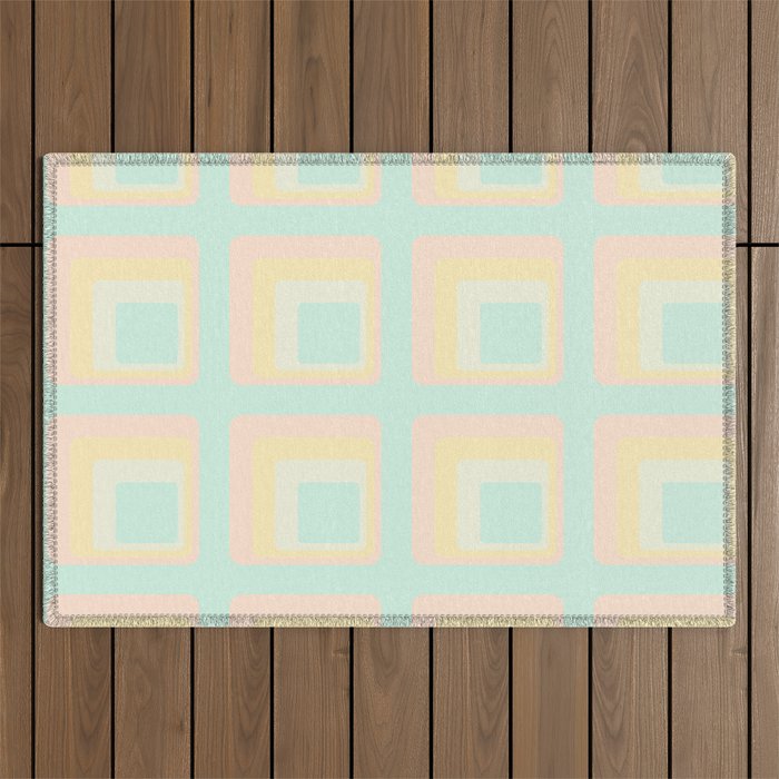 70s mod pale pastels Outdoor Rug Gallery Image 1