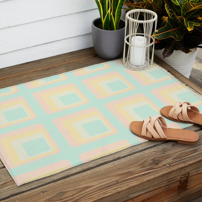 70s mod pale pastels Outdoor Rug Gallery Image 2