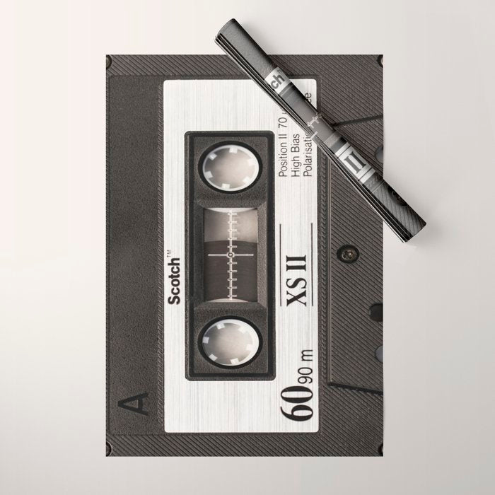 Cassette Tape Black And White #decor #society6 #buyart Wrapping Paper Gallery Image 1
