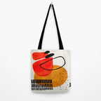 Mid Century Modern Abstract Colorful Art Yellow Ball Orange Shapes Orbit Black Pattern Tote Bag Gallery Image 2