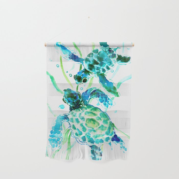 Sea Turtles, Turquoise blue Design Wall Hanging Gallery Image 1