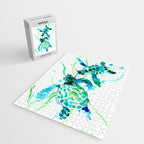 Sea Turtles, Turquoise blue Design Jigsaw Puzzle Gallery Image 2