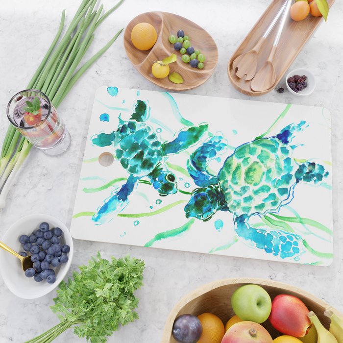 Sea Turtles, Turquoise blue Design Cutting Board Gallery Image 2
