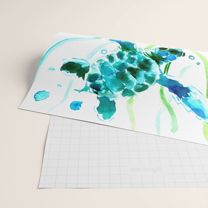 Sea Turtles, Turquoise blue Design Wrapping Paper Gallery Image 2