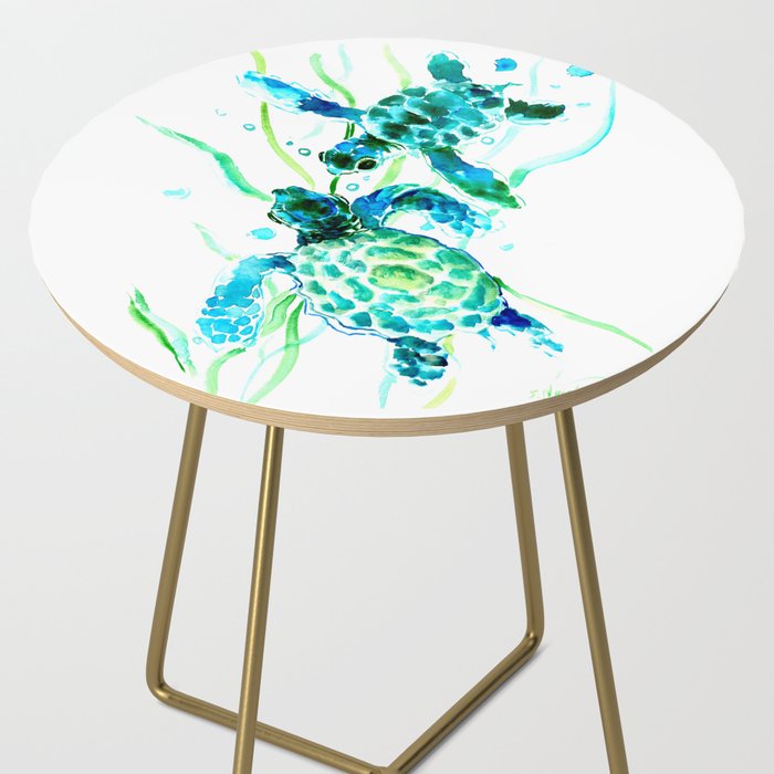 Sea Turtles, Turquoise blue Design Side Table Gallery Image 2