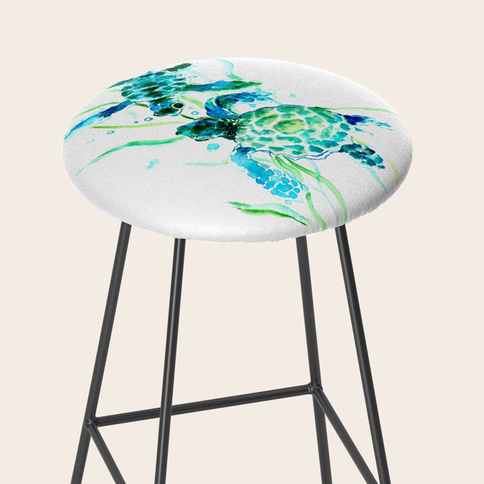 Sea Turtles, Turquoise blue Design Stool Gallery Image 2