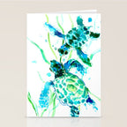 Sea Turtles, Turquoise blue Design Stationery Card Gallery Image 2
