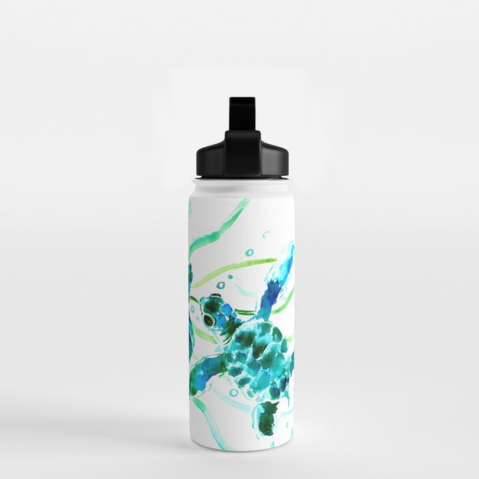 Sea Turtles, Turquoise blue Design Water Bottle Gallery Image 2