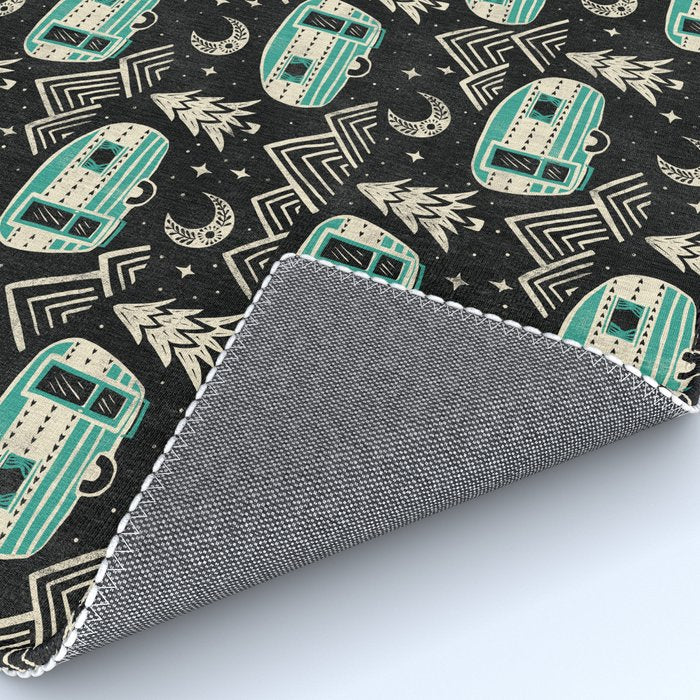 Little Camper - black, cream, and teal Rug Gallery Image 4
