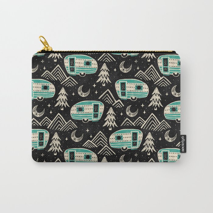 Little Camper - black, cream, and teal Carry All Pouch Gallery Image 1