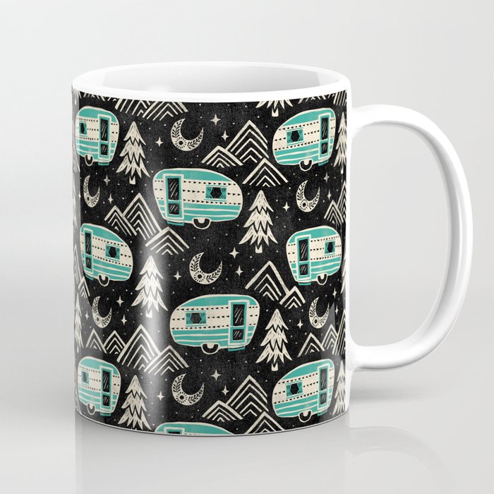 Little Camper - black, cream, and teal Coffee Mug Gallery Image 1
