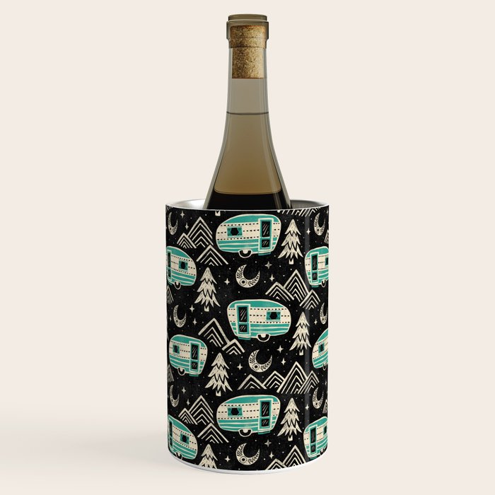 Little Camper - black, cream, and teal Wine Chiller Gallery Image 2