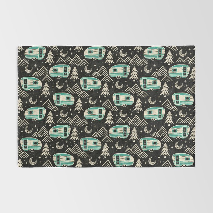 Little Camper - black, cream, and teal Rug Gallery Image 2