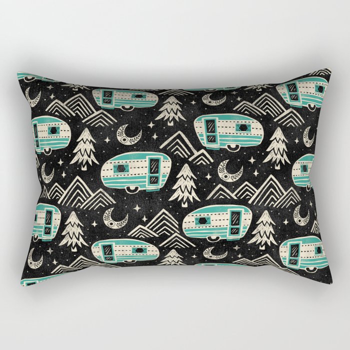 Little Camper - black, cream, and teal Rectangular Pillow Gallery Image 2