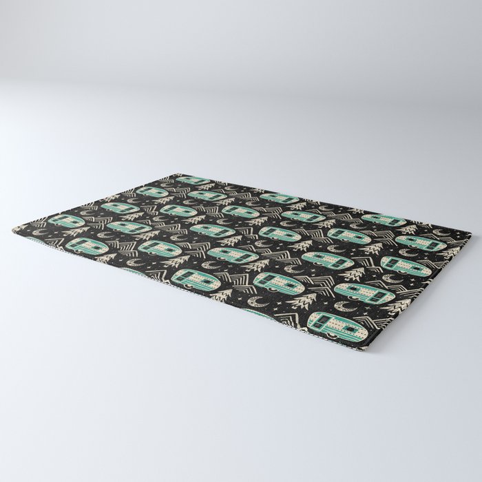 Little Camper - black, cream, and teal Rug Gallery Image 3