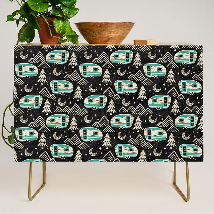 Little Camper - black, cream, and teal Credenza Gallery Image 1