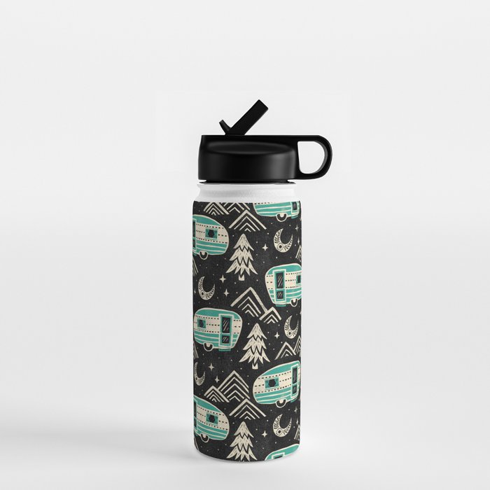 Little Camper - black, cream, and teal Water Bottle Gallery Image 1