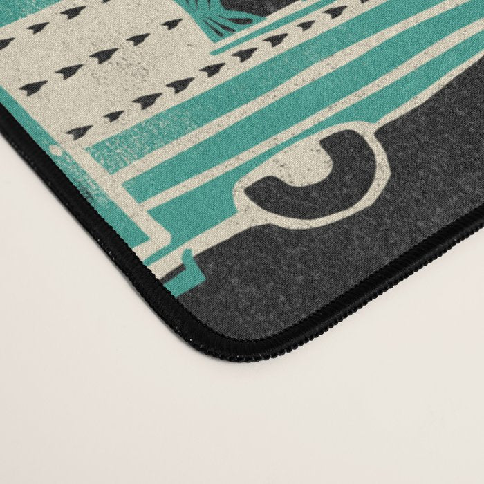 Little Camper - black, cream, and teal Desk Mat Gallery Image 4