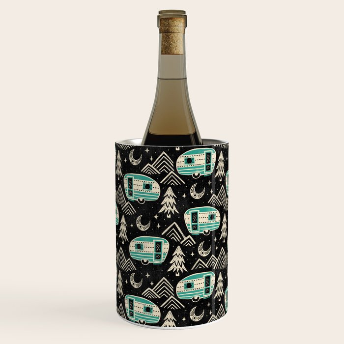 Little Camper - black, cream, and teal Wine Chiller Gallery Image 1