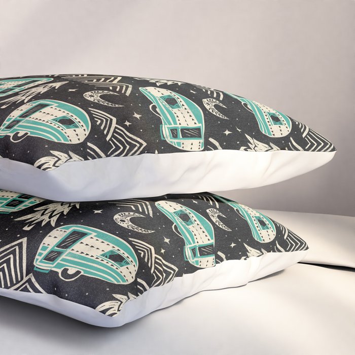 Little Camper - black, cream, and teal Pillow Sham Gallery Image 3