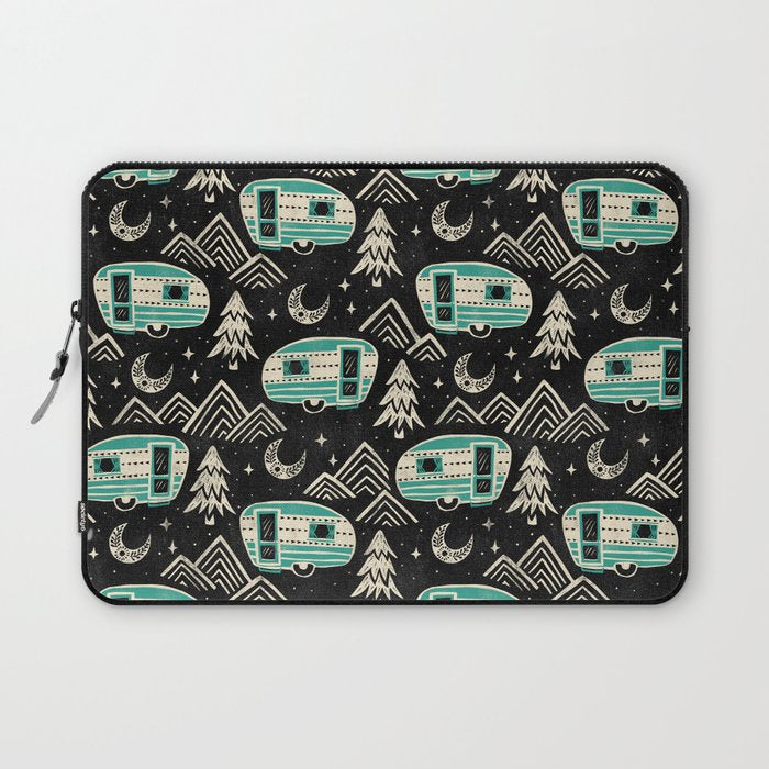 Little Camper - black, cream, and teal Laptop Sleeve Gallery Image 1