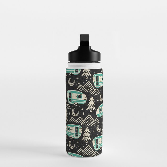 Little Camper - black, cream, and teal Water Bottle Gallery Image 3