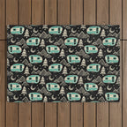 Little Camper - black, cream, and teal Outdoor Rug Gallery Image 1