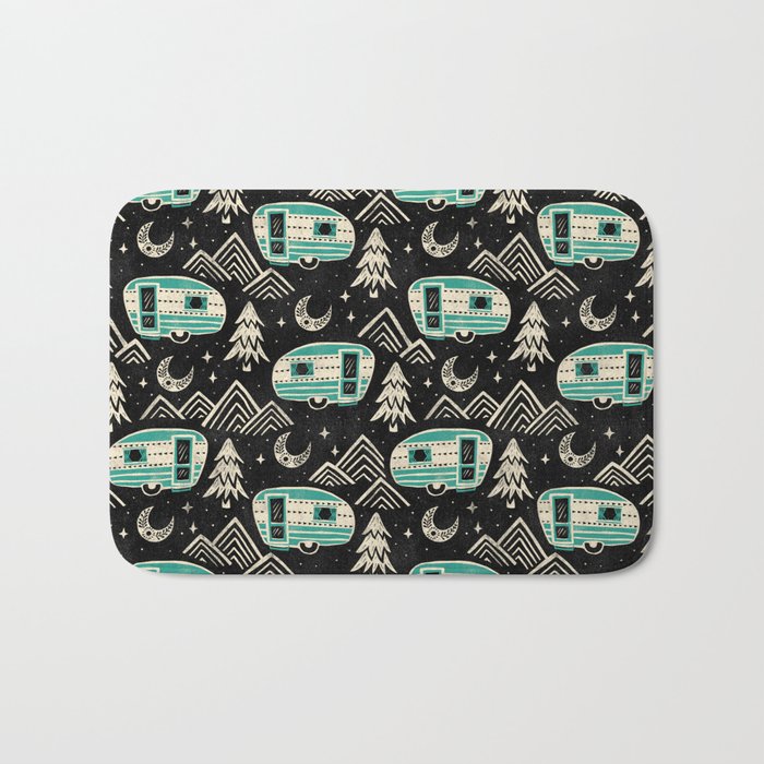 Little Camper - black, cream, and teal Bath Mat Gallery Image 1