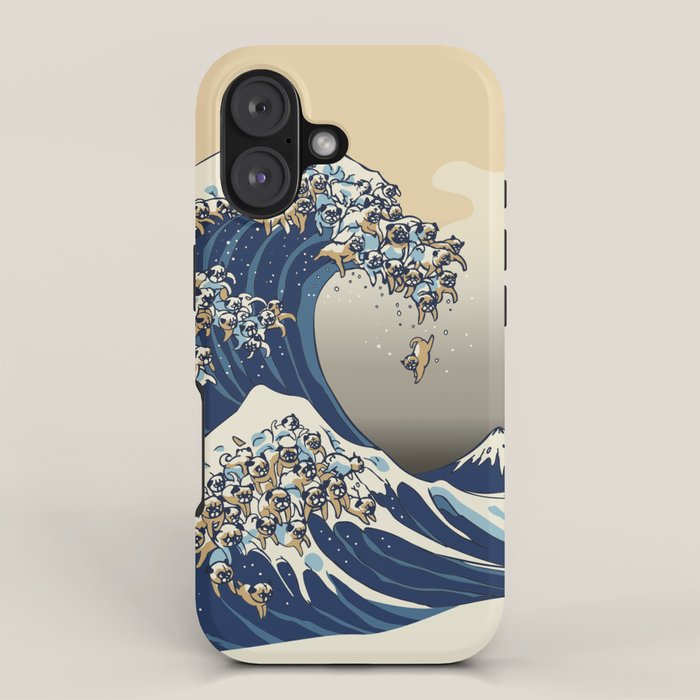 The Great Wave of Pugs Vanilla Sky iPhone Case Gallery Image 1