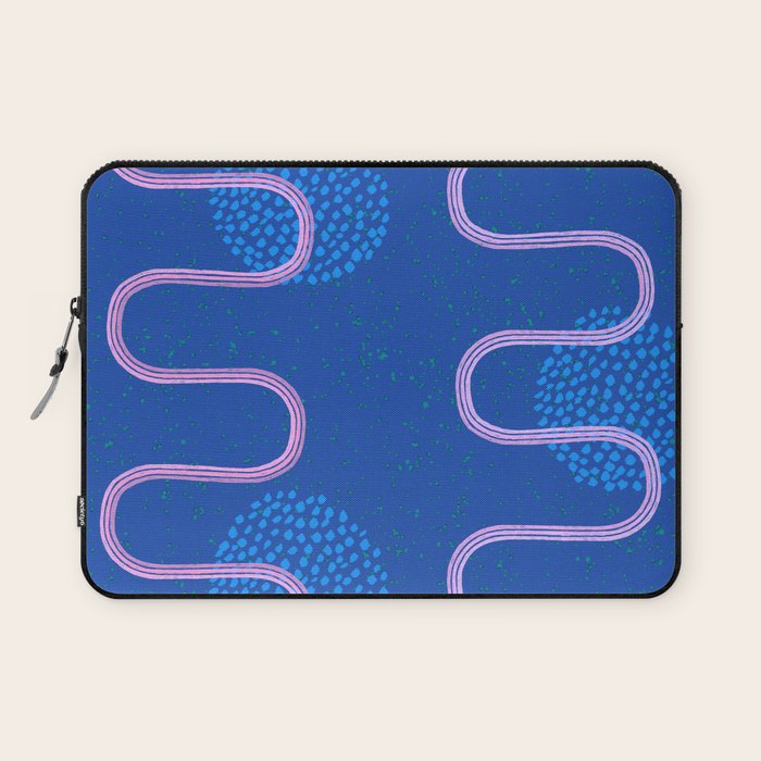 Abstract Fields in Navy Blue & Pastel Pink Laptop Sleeve Gallery Image 1