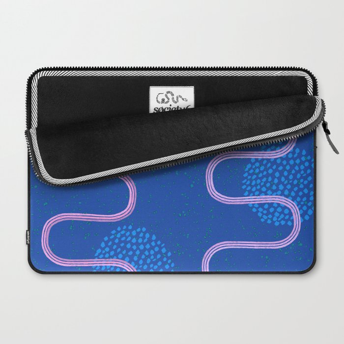 Abstract Fields in Navy Blue & Pastel Pink Laptop Sleeve Gallery Image 2