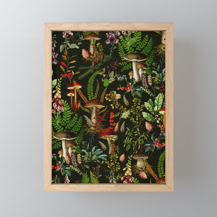 Vintage Mysterious Mushroom Night Forest Botanical Garden Mini Art Print Gallery Image 1