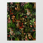 Vintage Mysterious Mushroom Night Forest Botanical Garden Poster Gallery Image 4