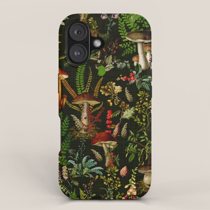 Vintage Mysterious Mushroom Night Forest Botanical Garden iPhone Case Gallery Image 1
