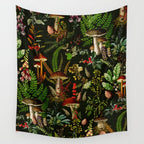 Vintage Mysterious Mushroom Night Forest Botanical Garden Wall Tapestry Gallery Image 4