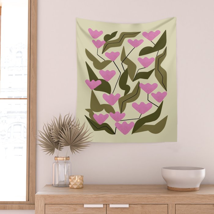 Tulips In Pink Wall Tapestry Gallery Image 2