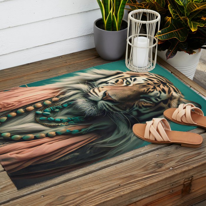 One Love, One World, A Vision of Unity, Tigers Art Outdoor Rug Gallery Image 2