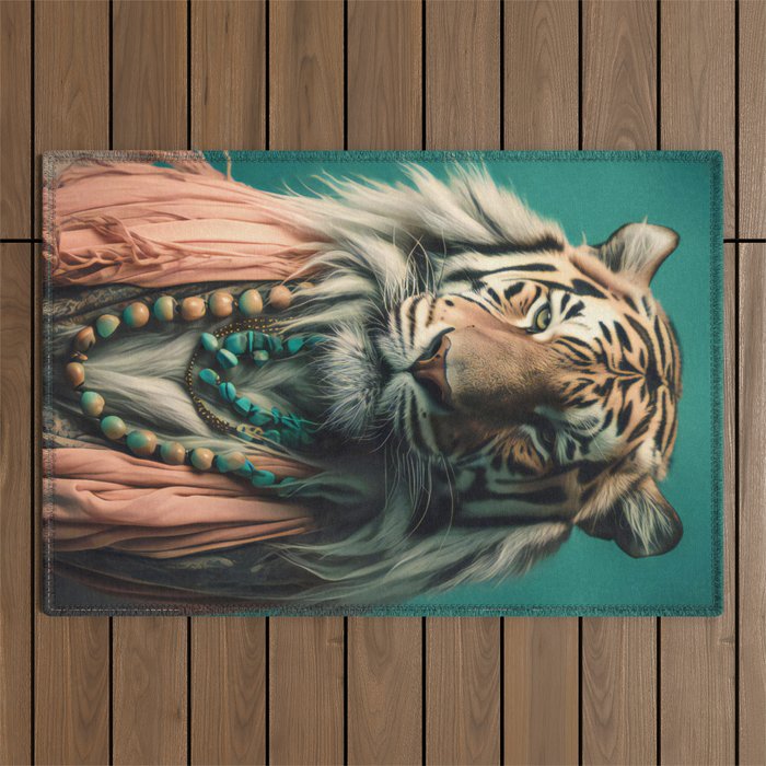 One Love, One World, A Vision of Unity, Tigers Art Outdoor Rug Gallery Image 1