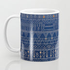 Blue Indigo Jeans Color, Bohemian Oriental Traditional Moroccan Fabric Style Coffee Mug Gallery Image 3