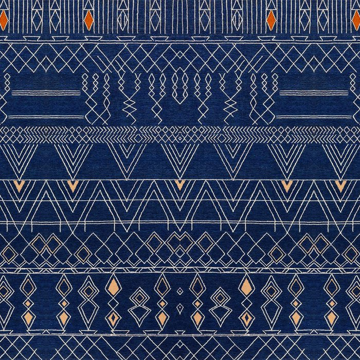 Blue Indigo Jeans Color, Bohemian Oriental Traditional Moroccan Fabric Style Coffee Mug Gallery Image 2