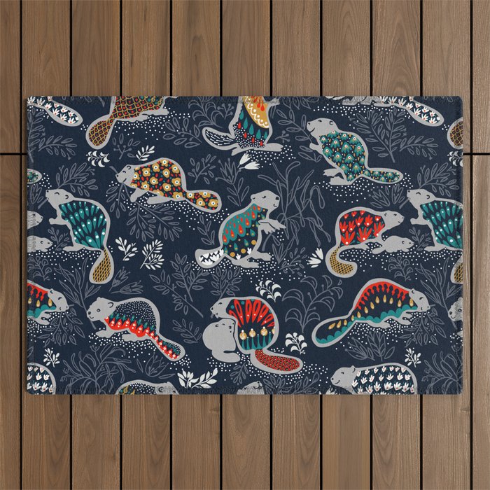 Beaver is back by night - Comeback Species Outdoor Rug Gallery Image 1