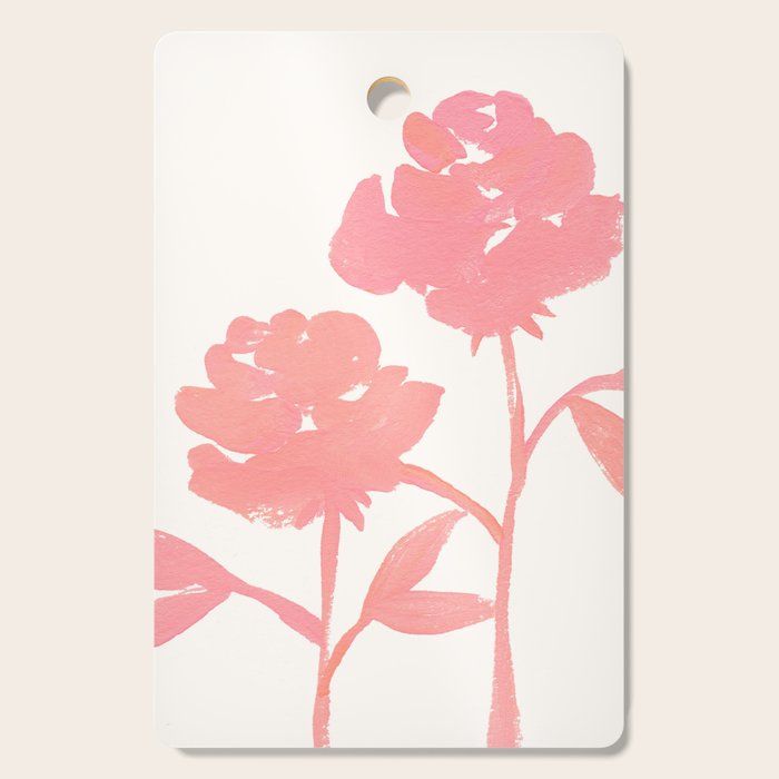 Pink Roses - Gouache Botanical Painting Cutting Board Gallery Image 1