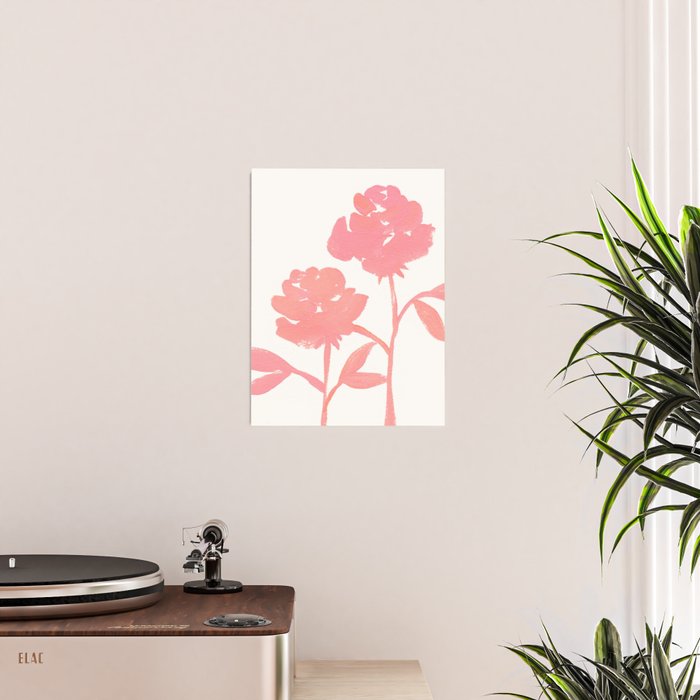 Pink Roses - Gouache Botanical Painting Poster Gallery Image 2