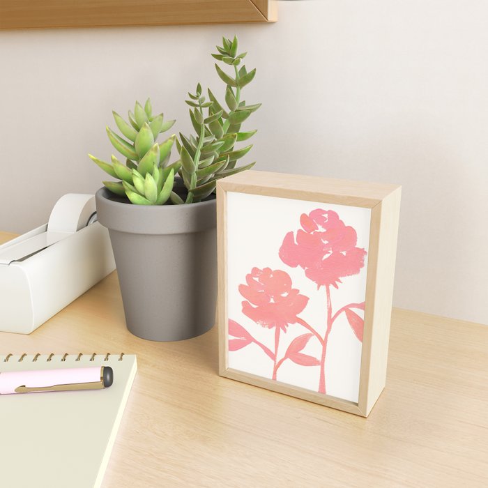 Pink Roses - Gouache Botanical Painting Mini Art Print Gallery Image 2