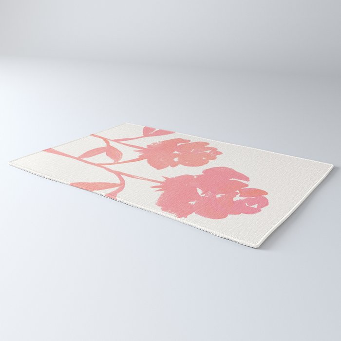 Pink Roses - Gouache Botanical Painting Rug Gallery Image 3