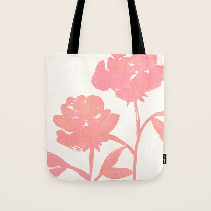 Pink Roses - Gouache Botanical Painting Tote Bag Gallery Image 1