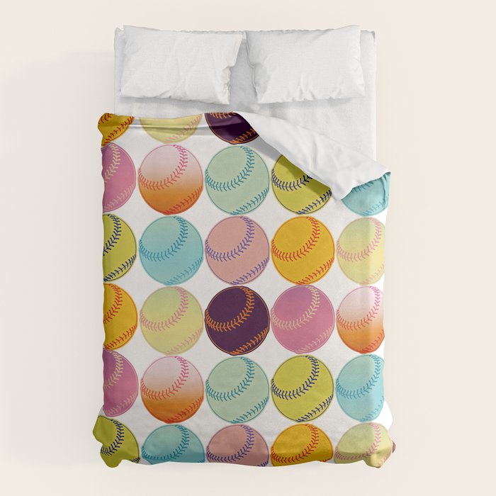 Pop Art Baseballs Duvet Cover