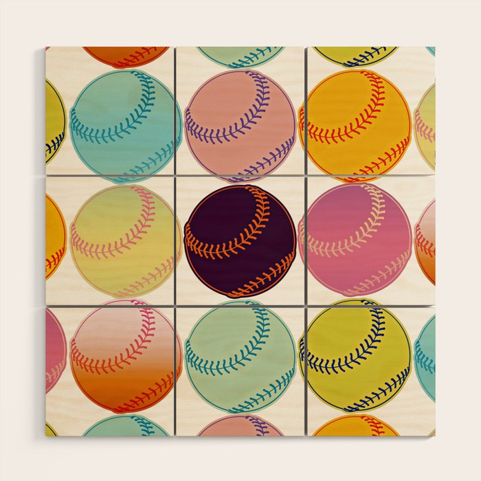Pop Art Baseballs Wood Wall Art Gallery Image 1